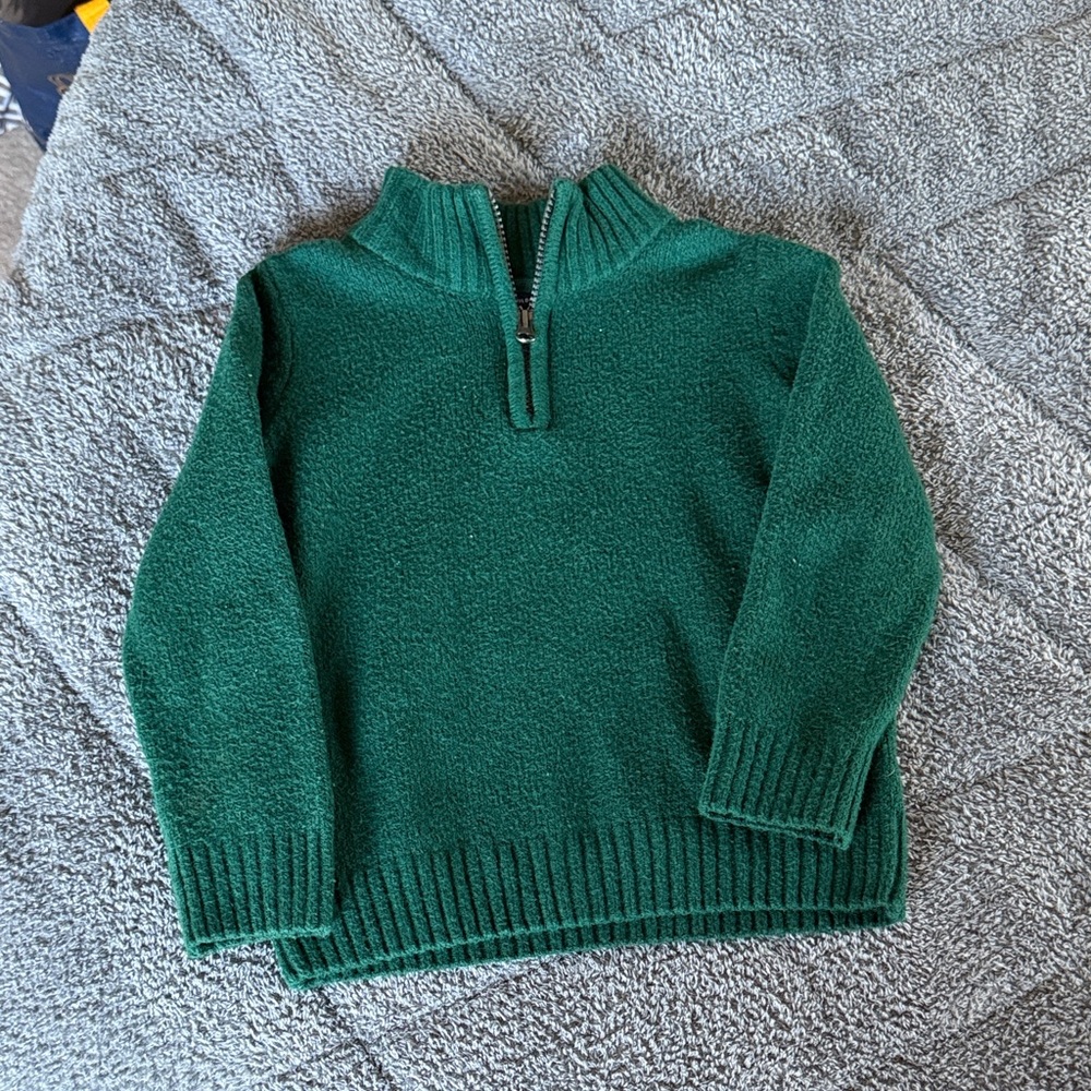 Kids Green Half-Zip Sweater